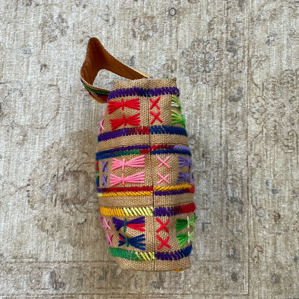 Vintage Colorful Burlap Bag. - Picture 3 of 14